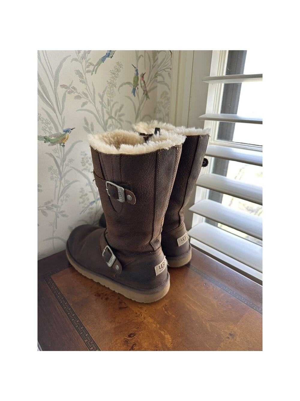 UGG Australia Kensington Women's 6 US Boots Dark Brown Leather Sheepskin Biker
